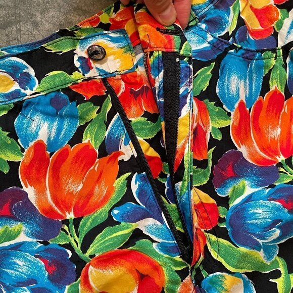 Vintage 80s 90s High Waisted Gap Floral Tropical Pants Womens Large - Picture 6 of 12
